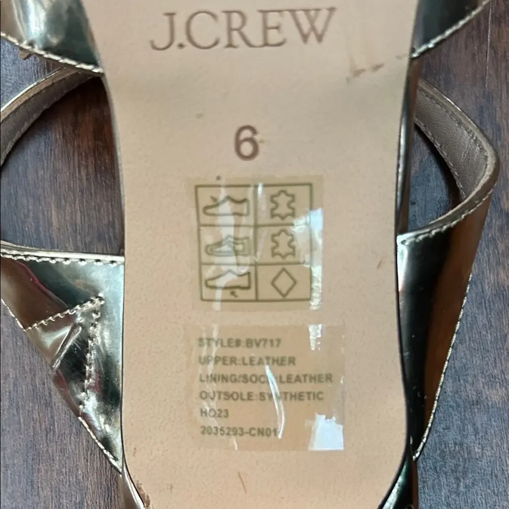 J. Crew Zadie Bow-Strap Heels in Gold Metallic Leather, Feminine Coquette Size 6